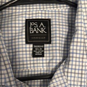Jos. A. Bank Men's Blue Checkered Shirt Large 16.5 inch neck.